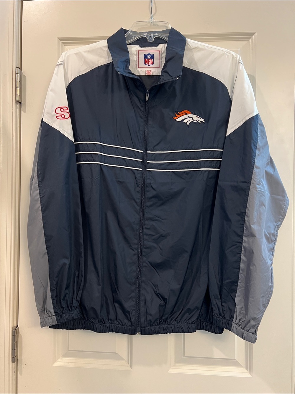 NFL Denver Broncos Navy, White & Gray Windbreaker Jacket